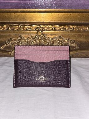 Coach Two-Tone Pink and Plum Leather Card Holder